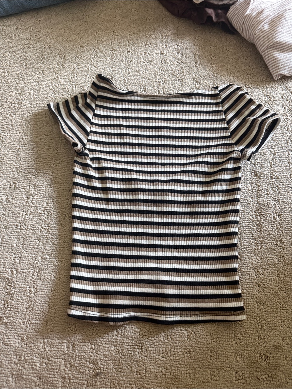 Urban Outfitters Black & White Striped Off-Shoulder Tee